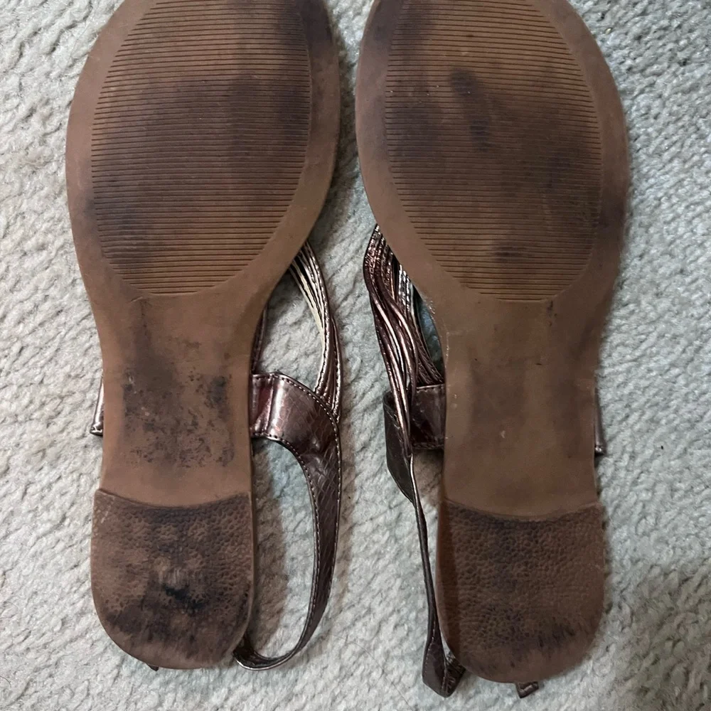 Madden Girl Metallic Bronze T-Strap Sandals